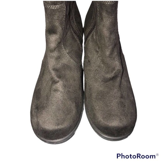 GAP Charcoal Faux Suede And Fur Wedge Boots Women’s Size 9 - Picture 6 of 14